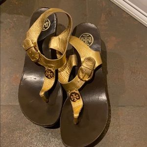 Tory Burch Gold Heeled Sandals